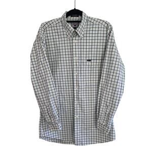 Faconnable XL Blue Green Plaid Shirt 100% Cotton Designer Albert Goldberg